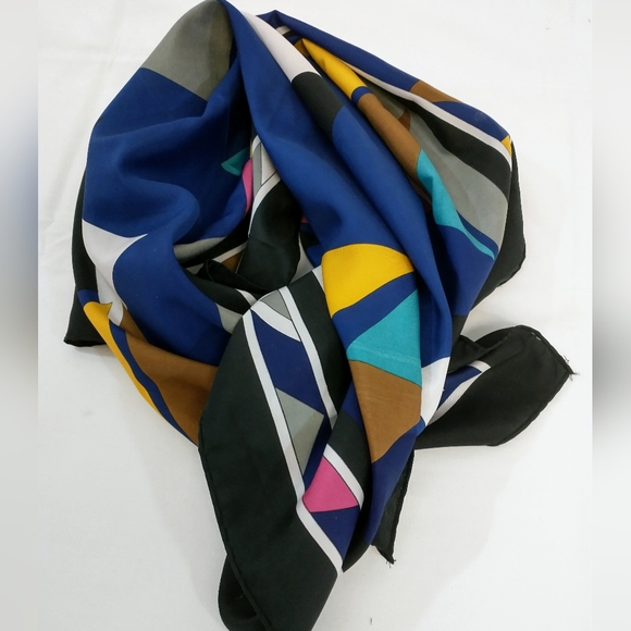 Vibrant Colorful Geometric Multi-Color Scarf Unisex 26" x 26" - Picture 5 of 6